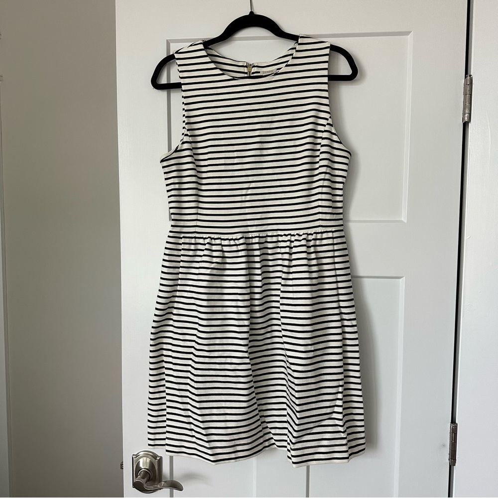 J Crew Black and White Striped Sleeveless Dress